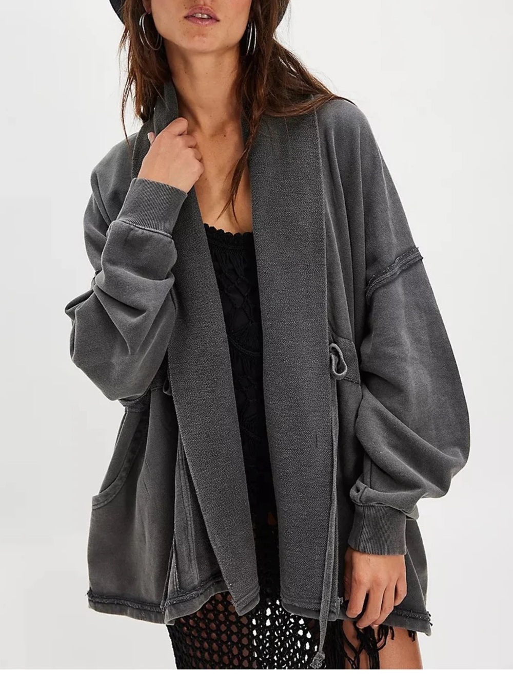 Free People Boothbay Sweatshirt Jacket Cardi Top sz L